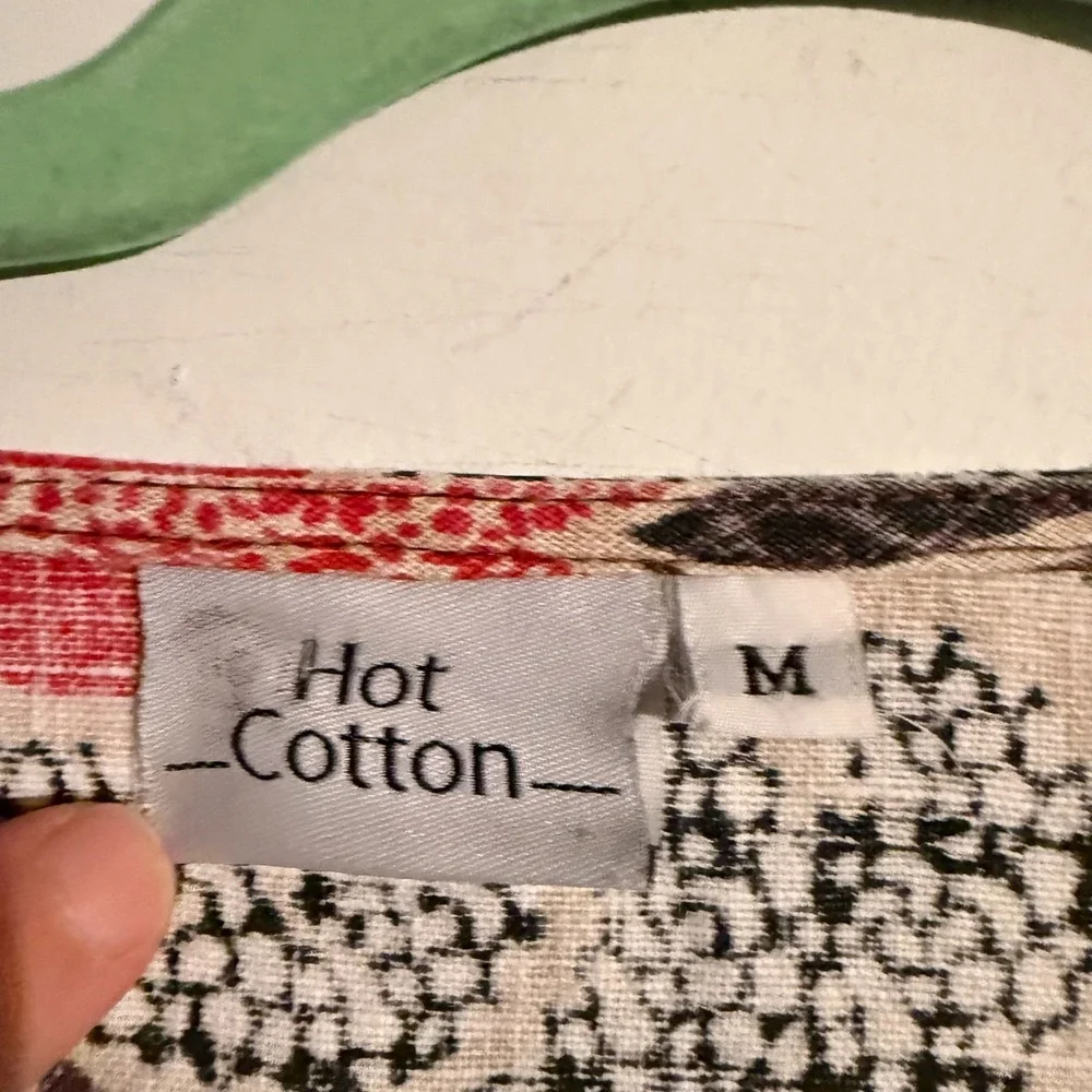 Hot Cotton Medium Linen Blouse Floral‎ Print Boho Artsy Retro Resort - Picture 3 of 4
